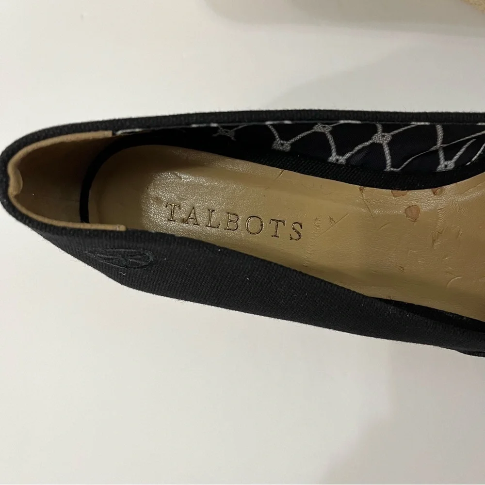 Talbots Black Slip On Espadrille Wedge Jute Shoe
